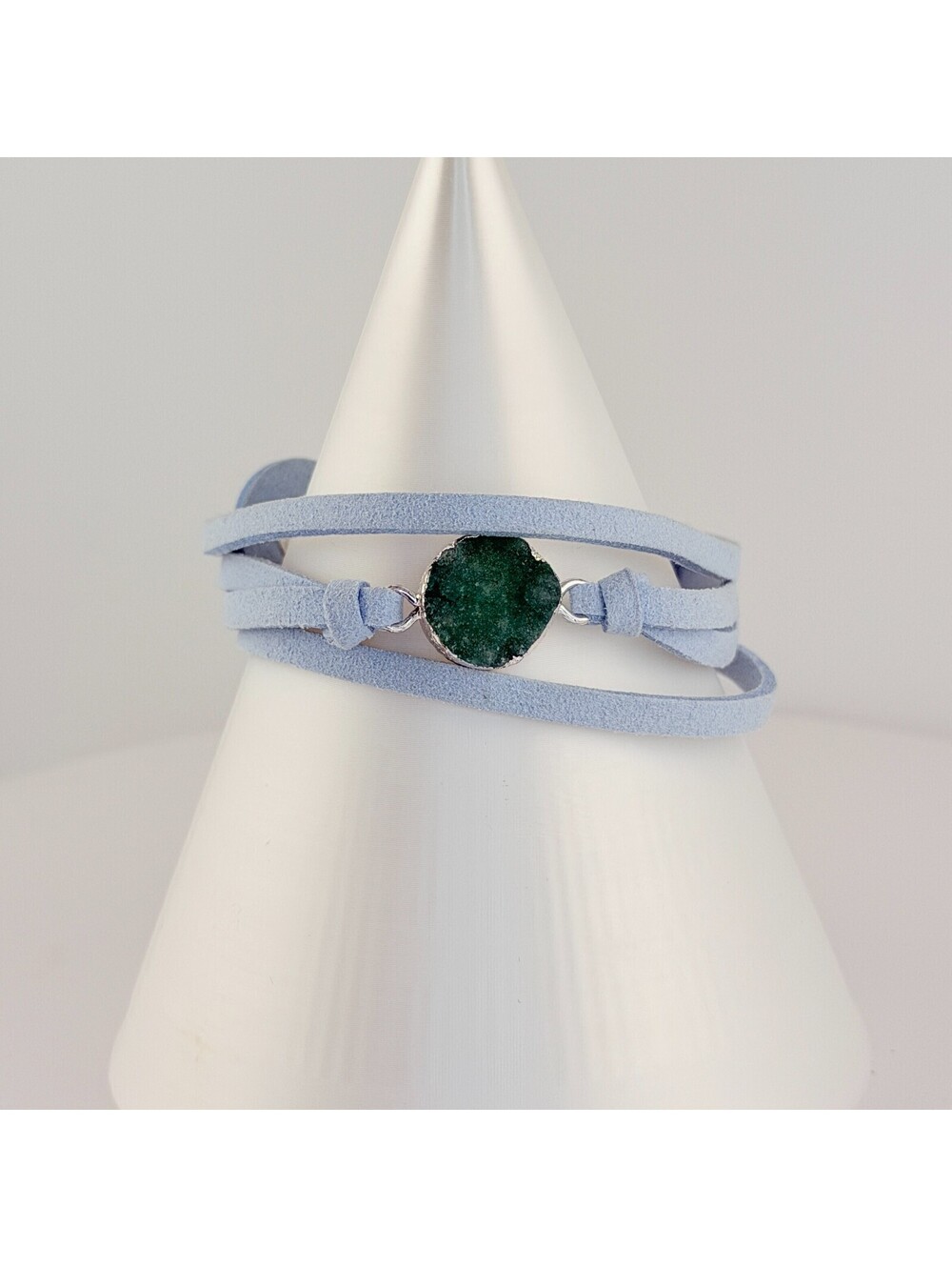 Bomb Party Bracelet - Vegan Leather Druzy Snap Wrap from Retro Stacks on Silver